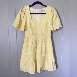 Love Bonito butter yellow fit and flare flutter sleeve dress